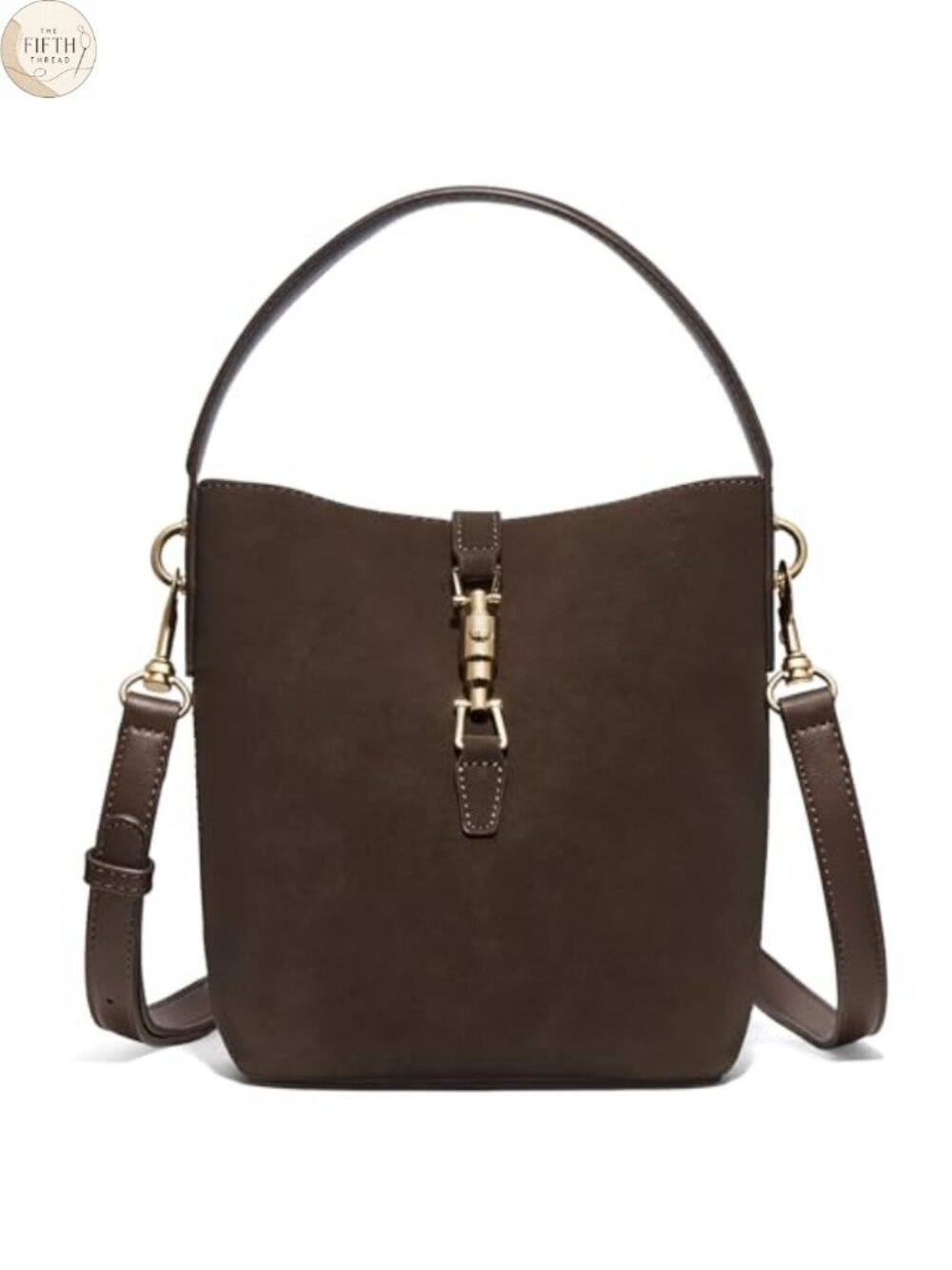 Small Bucket Bag Crossbody Purse Vegan Leather Suede Handbag